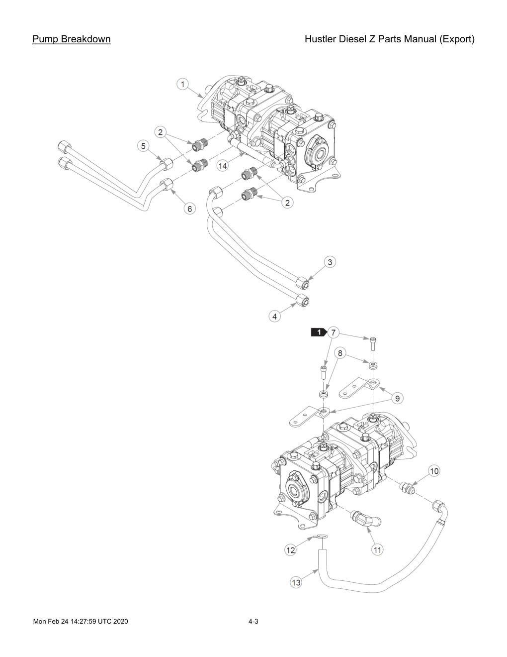 Hustler Diesel Z Parts Manual (Export) - 782078 - Pump Breakdown diagram