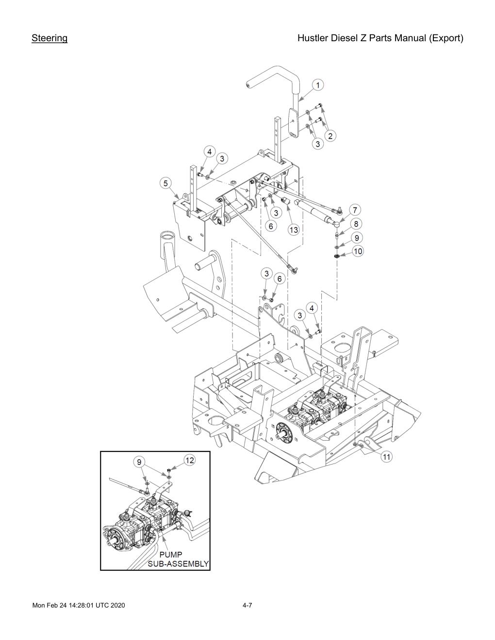 Hustler Diesel Z Parts Manual (Export) - 782078 - Steering diagram