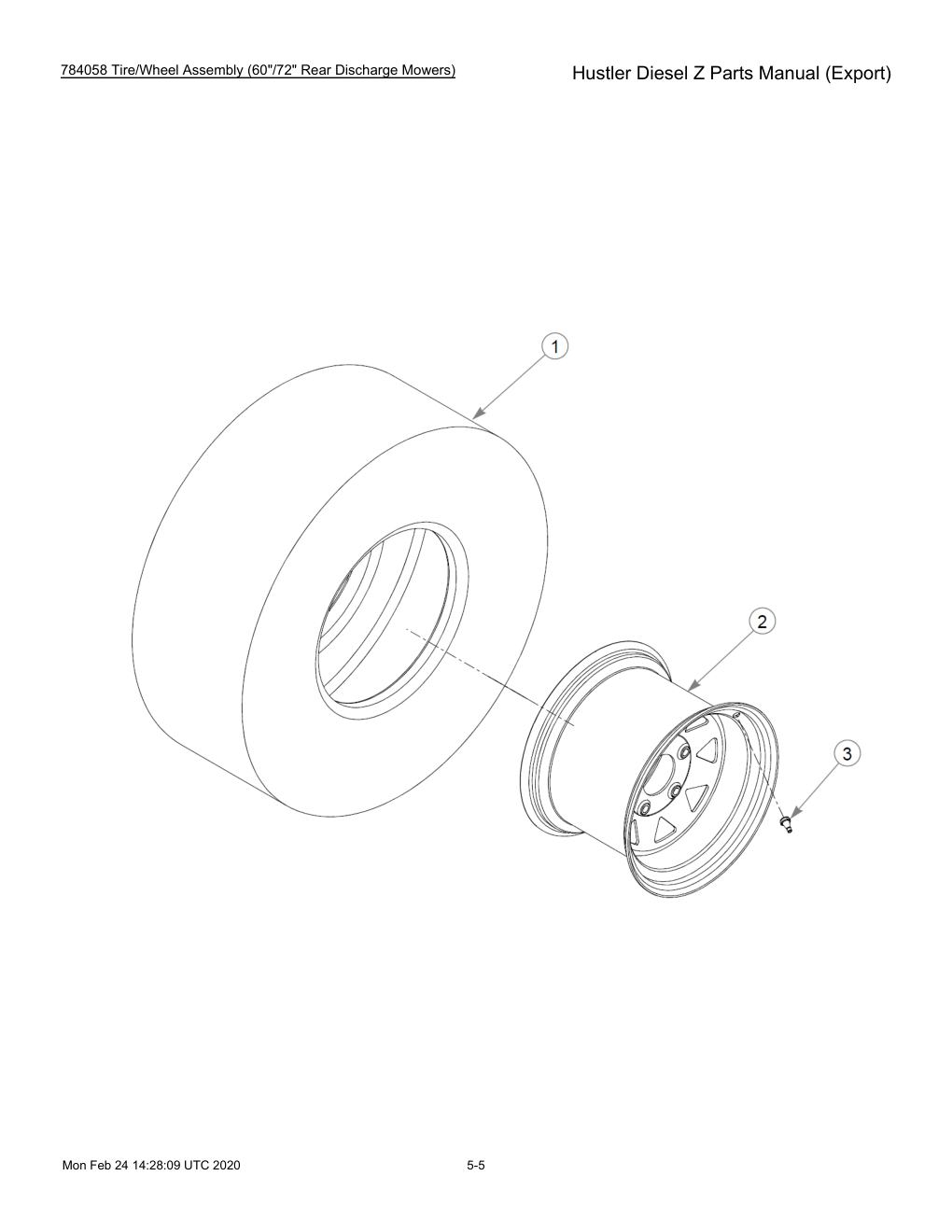 Hustler Diesel Z Parts Manual (Export) - 782078 - 784058 Tire/Wheel Assembly (60"/72" Rear Discharge Mowers) diagram