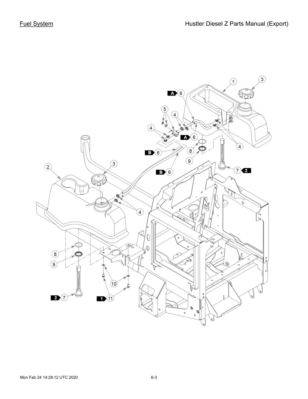 Hustler Diesel Z Parts Manual (Export) - 782078 - Fuel System diagram