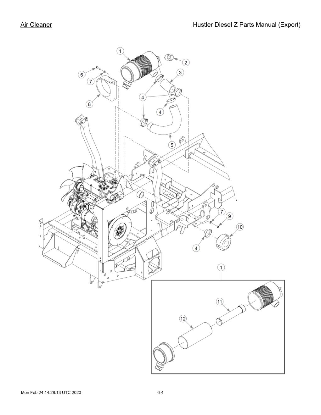 Hustler Diesel Z Parts Manual (Export) - 782078 - Air Cleaner diagram