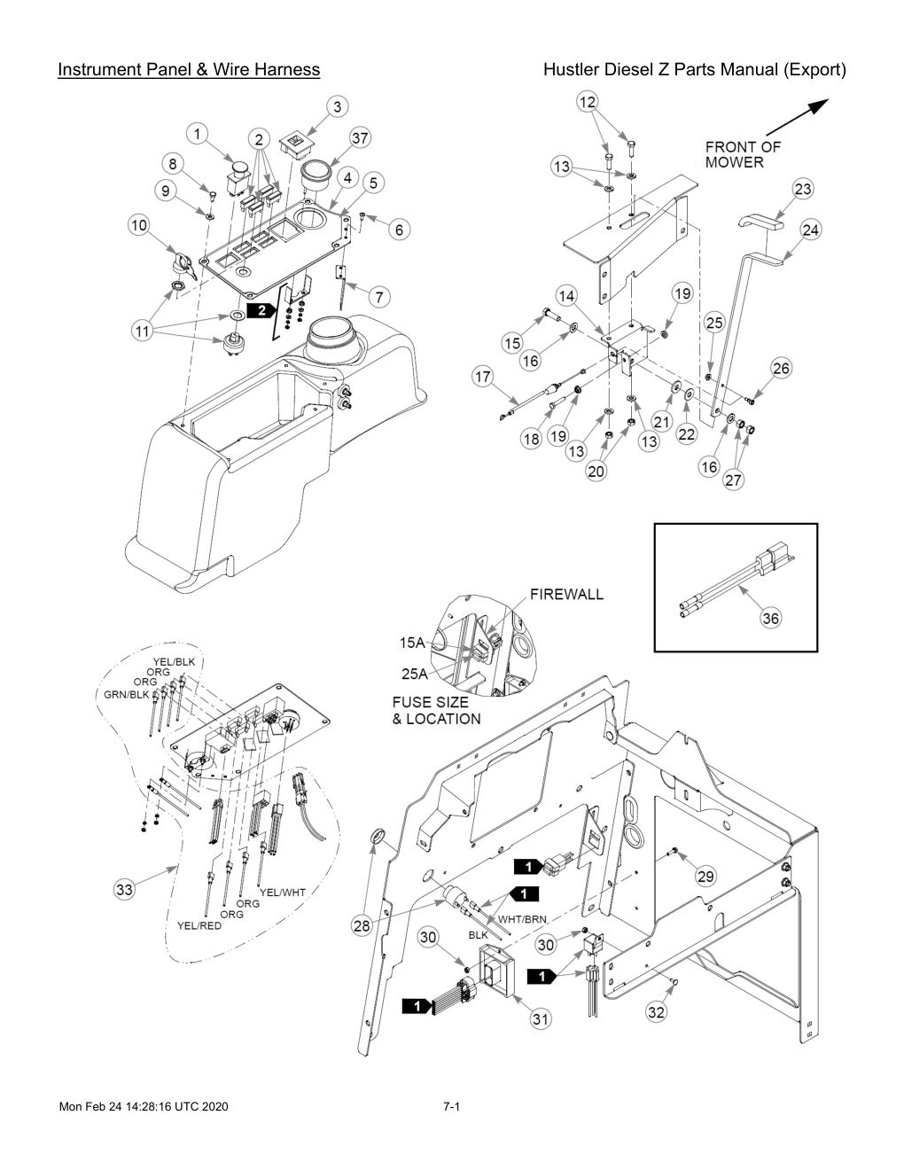 Hustler Diesel Z Parts Manual (Export) - 782078 - Instrument Panel & Wire Harness diagram