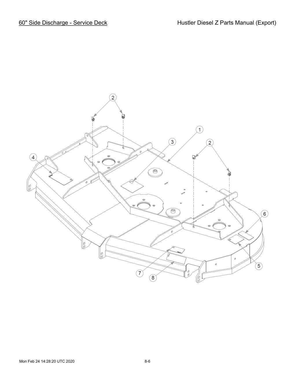 Hustler Diesel Z Parts Manual (Export) - 782078 - 60" Side Discharge - Service Deck diagram
