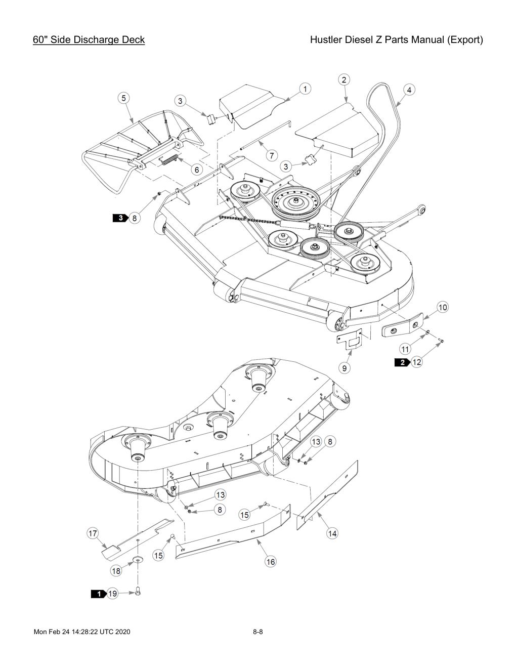 Hustler Diesel Z Parts Manual (Export) - 782078 - 60" Side Discharge Deck diagram