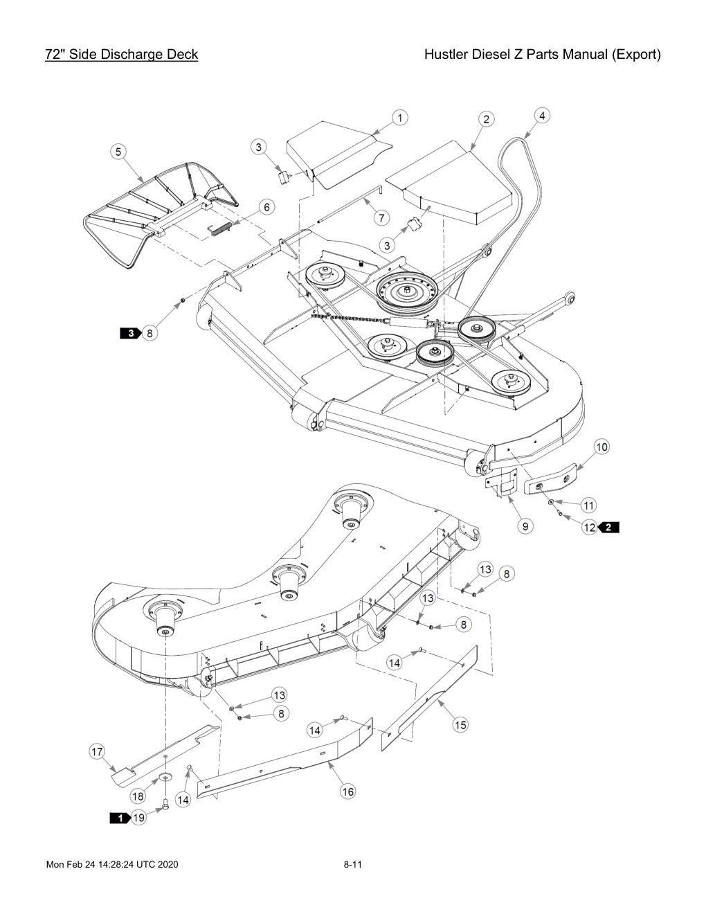 Hustler Diesel Z Parts Manual (Export) - 782078 - 72" Side Discharge Deck diagram