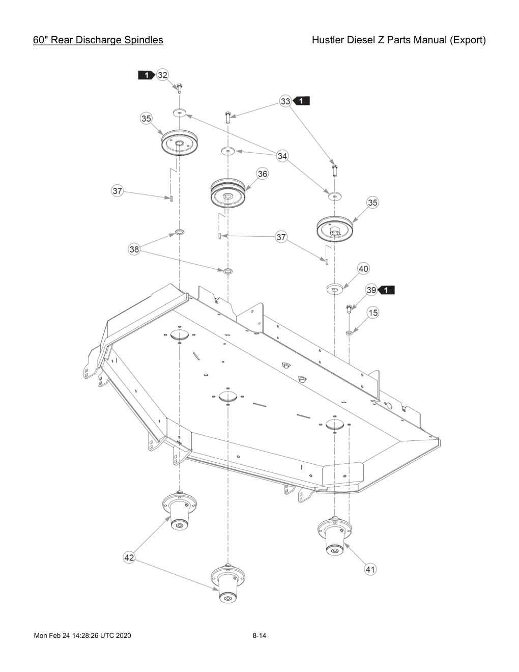 Hustler Diesel Z Parts Manual (Export) - 782078 - 60" Rear Discharge Spindles diagram