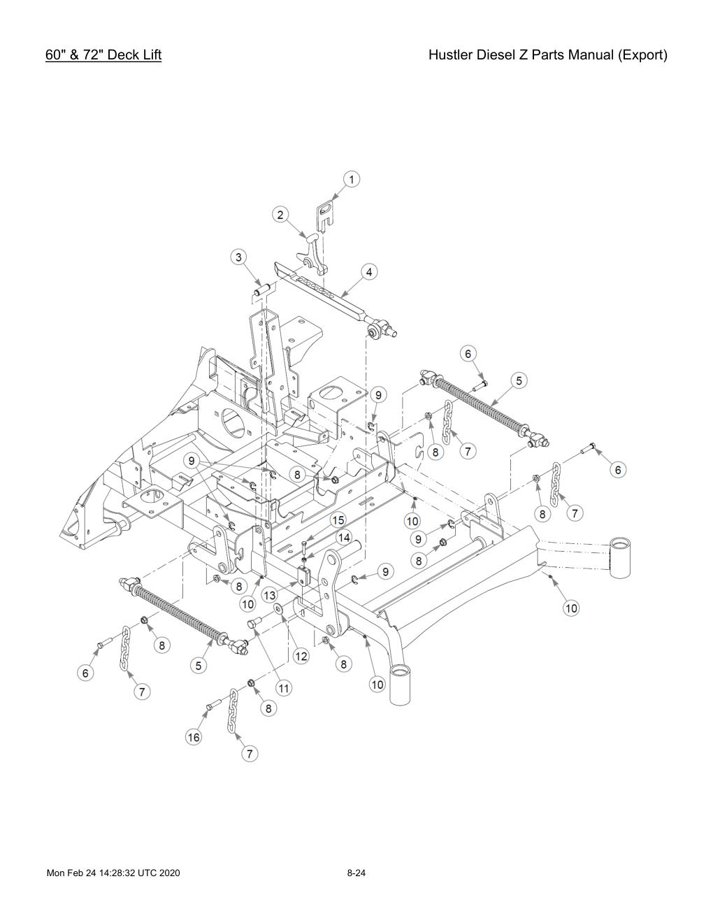 Hustler Diesel Z Parts Manual (Export) - 782078 - 60" & 72" Deck Lift diagram
