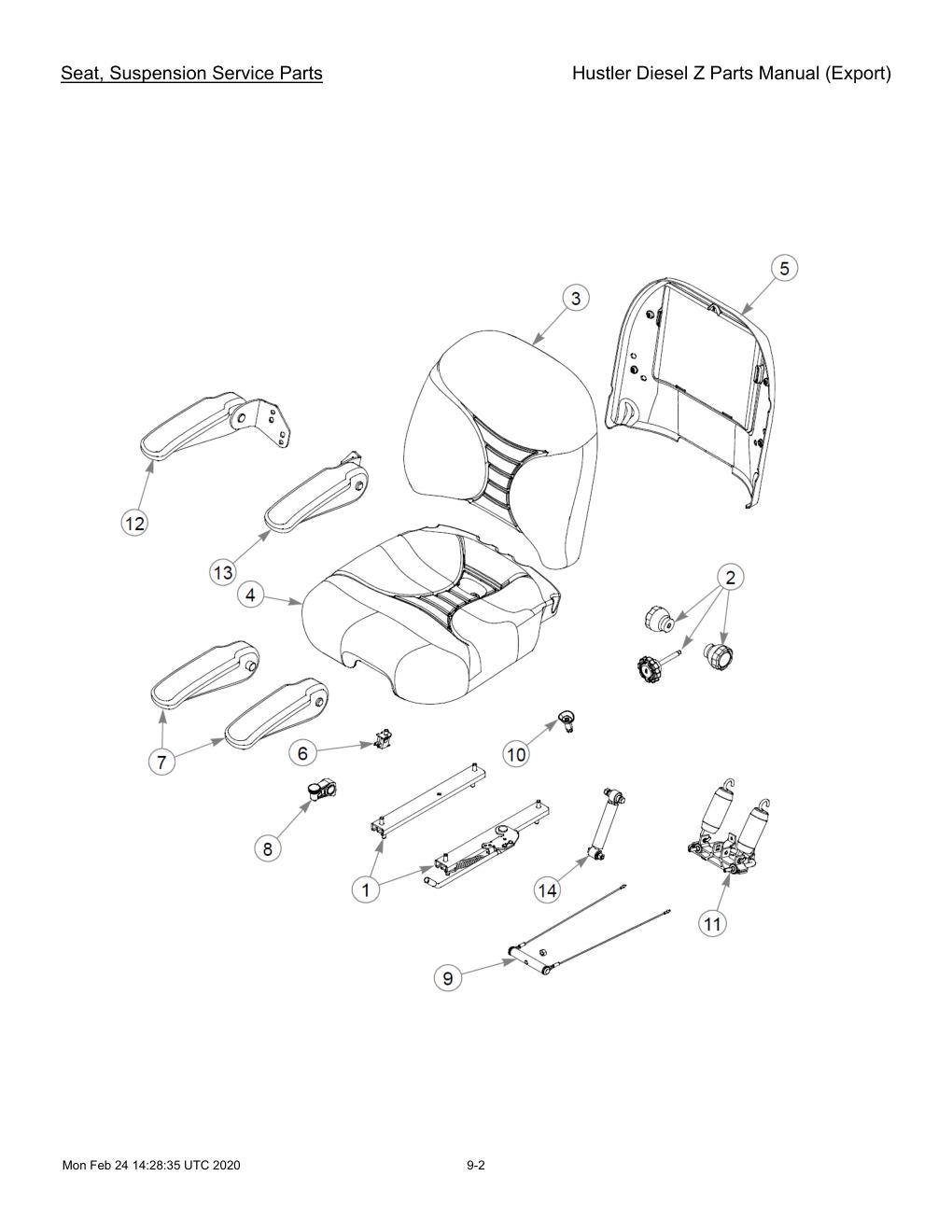 Hustler Diesel Z Parts Manual (Export) - 782078 - Seat, Suspension Service Parts diagram