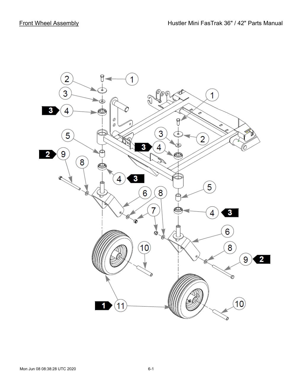 Hustler Mini FasTrak 36" / 42" Parts Manual - 768044 - Front Wheel Assembly diagram