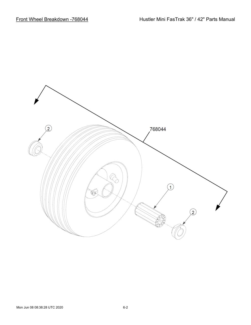 Hustler Mini FasTrak 36" / 42" Parts Manual - 768044 - Front Wheel Breakdown -768044 diagram