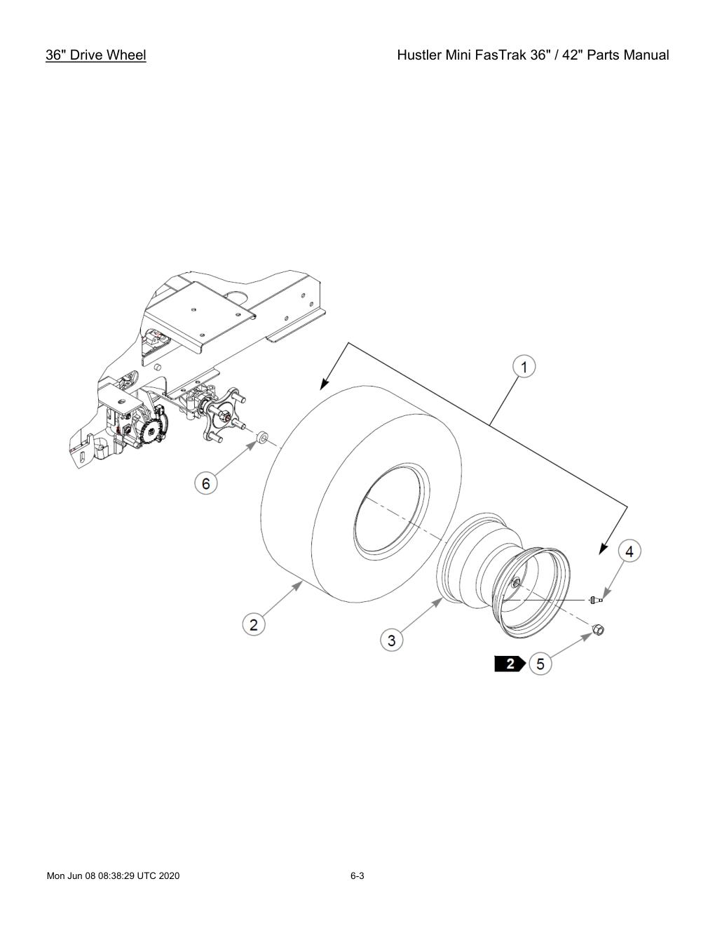 Hustler Mini FasTrak 36" / 42" Parts Manual - 768044 - 36" Drive Wheel diagram
