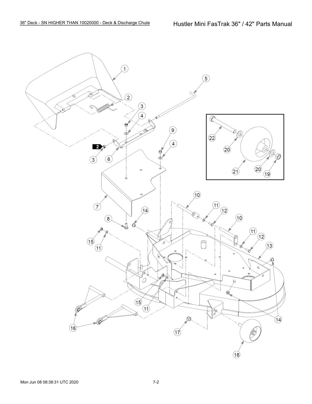 Hustler Mini FasTrak 36" / 42" Parts Manual - 768044 - 36" Deck - SN HIGHER THAN 10020000 - Deck & Discharge Chute diagram