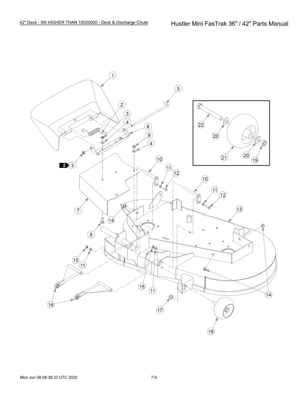 Hustler Mini FasTrak 36" / 42" Parts Manual - 768044 - 42" Deck - SN HIGHER THAN 10020000 - Deck & Discharge Chute diagram