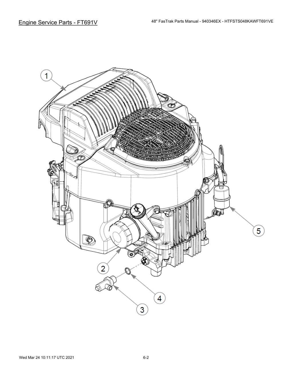 48" FasTrak Parts Manual - 940346EX - HTFSTS048KAWFT691VE - 607667 - Engine Service Parts - FT691V diagram