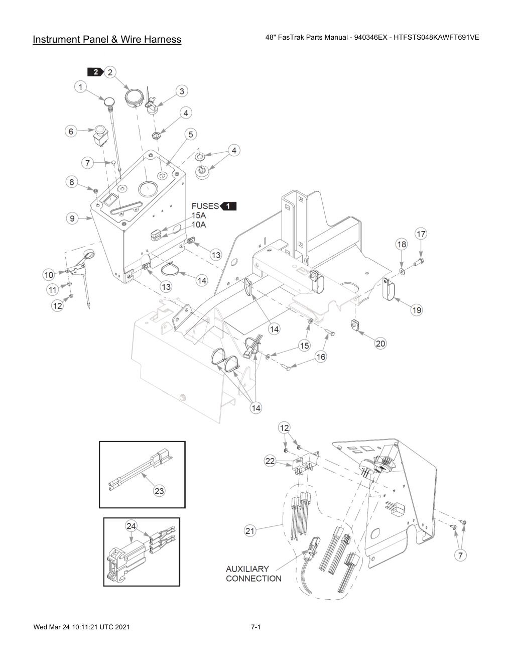 48" FasTrak Parts Manual - 940346EX - HTFSTS048KAWFT691VE - 607667 - Instrument Panel & Wire Harness diagram