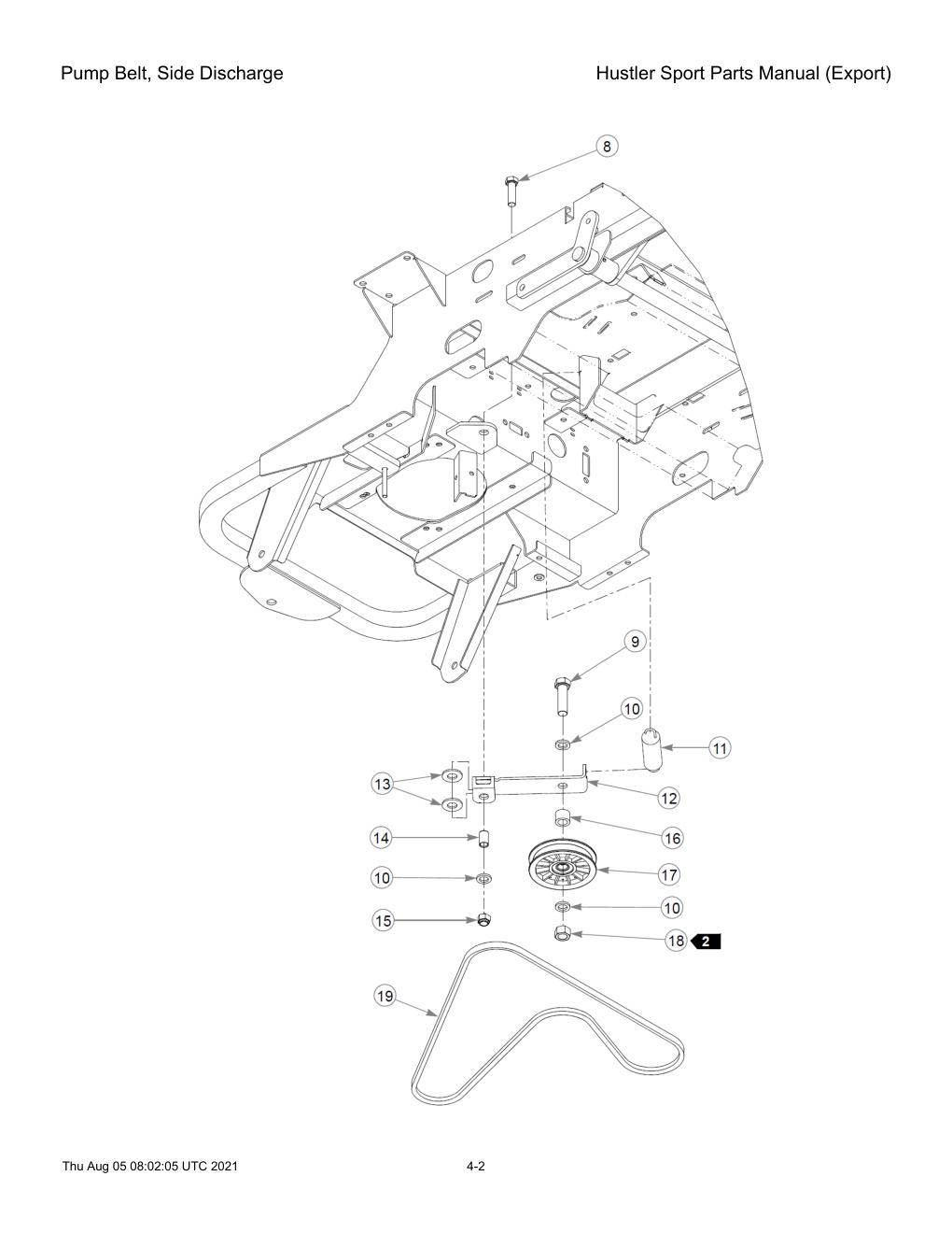 Hustler Sport Parts Manual (Export) - 604502 - Pump Belt, Side Discharge diagram