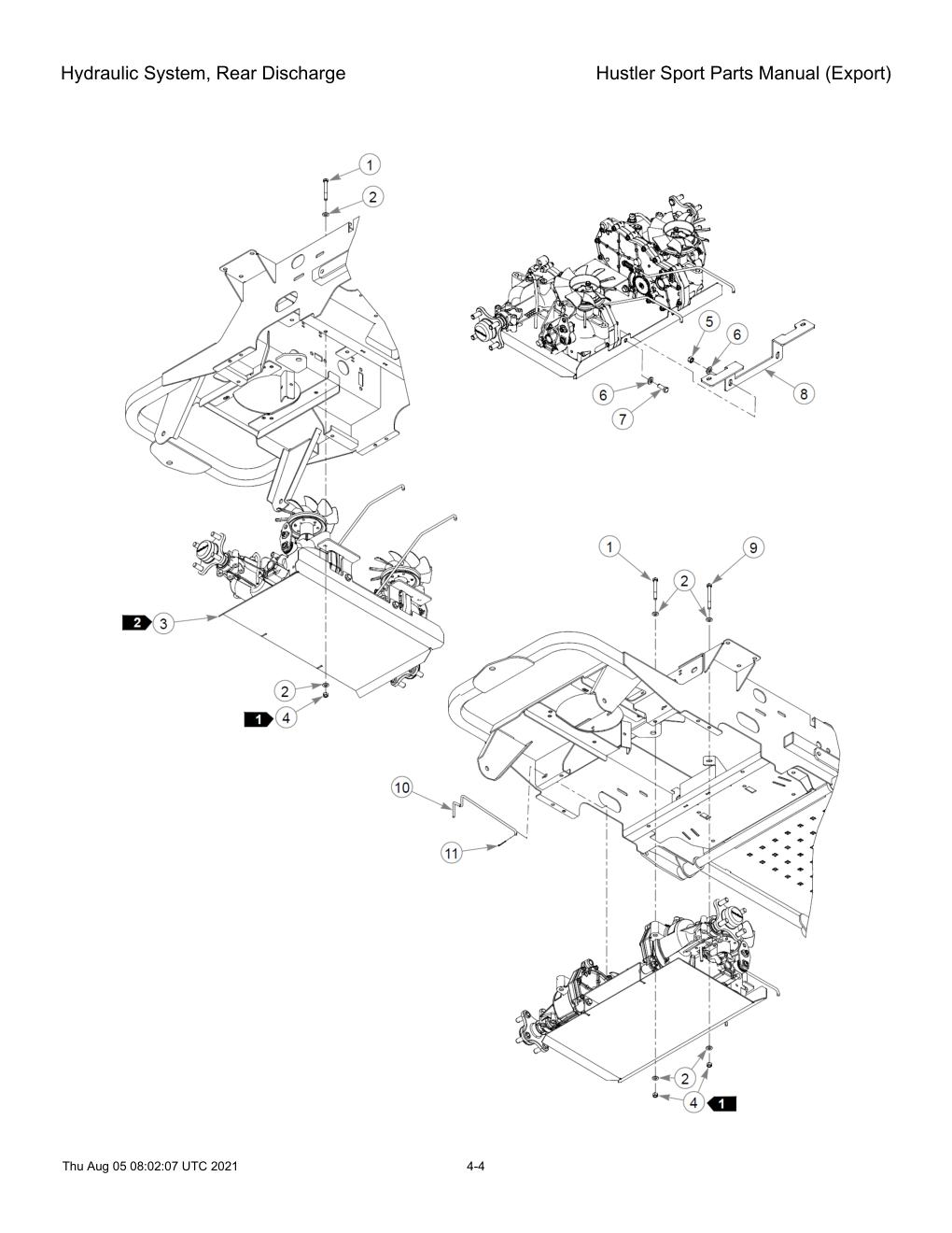 Hustler Sport Parts Manual (Export) - 604502 - Hydraulic System, Rear Discharge diagram