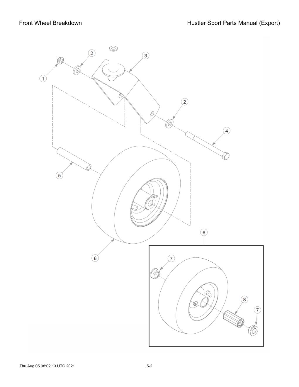 Hustler Sport Parts Manual (Export) - 604502 - Front Wheel Breakdown diagram
