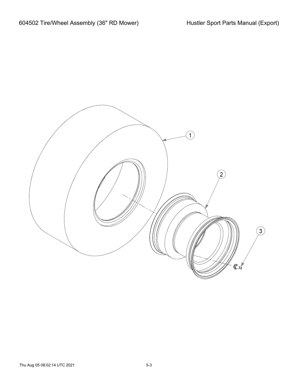 Hustler Sport Parts Manual (Export) - 604502 - 604502 Tire/Wheel Assembly (36" RD Mower) diagram
