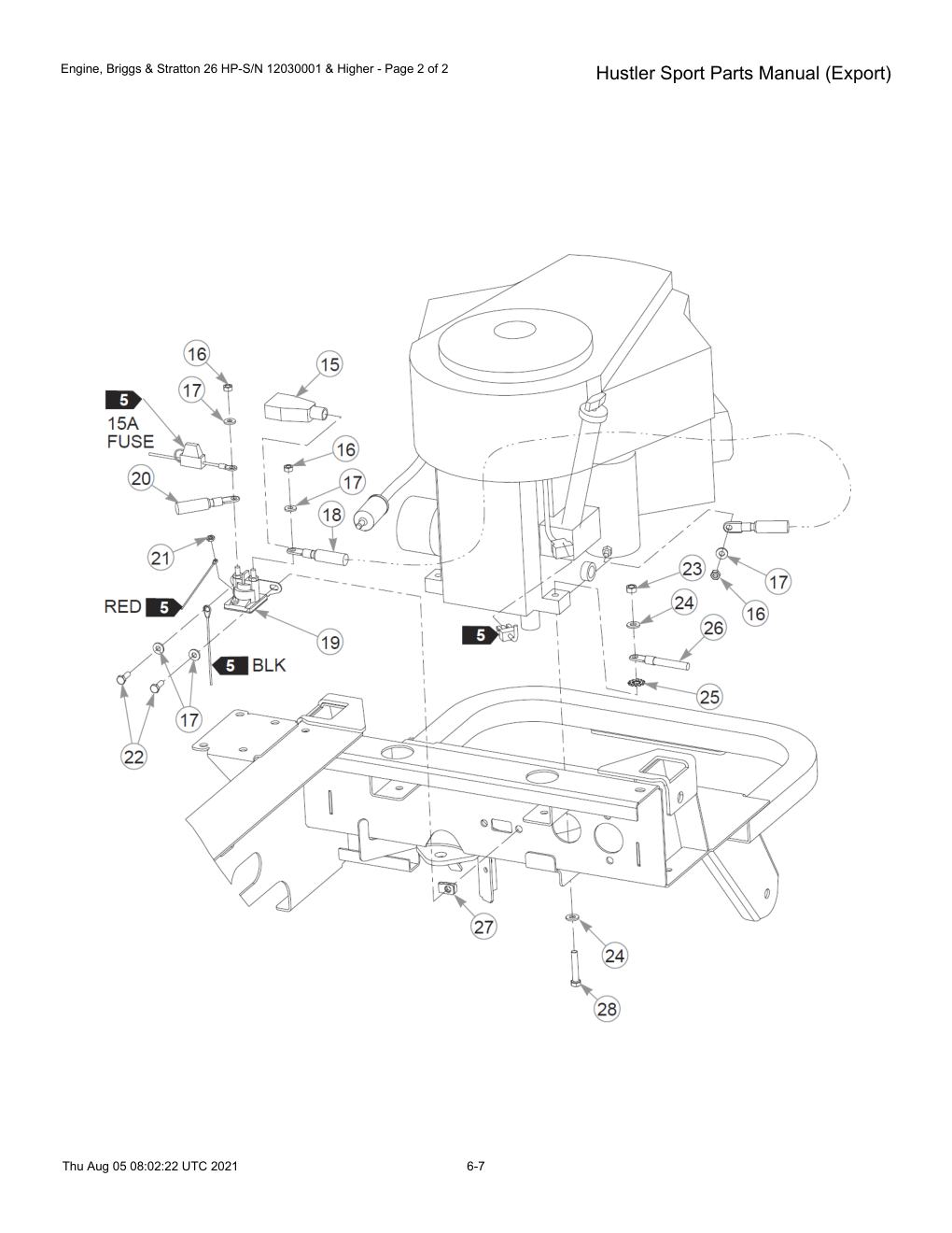 Hustler Sport Parts Manual (Export) - 604502 - Engine, Briggs & Stratton 26 HP-S/N 12030001 & Higher - Page 2 of 2 diagram