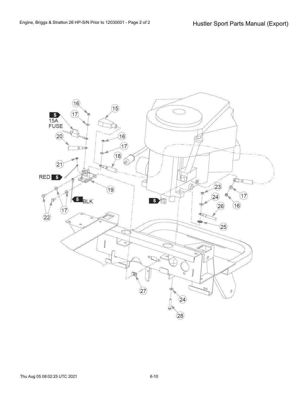 Hustler Sport Parts Manual (Export) - 604502 - Engine, Briggs & Stratton 26 HP-S/N Prior to 12030001 - Page 2 of 2 diagram