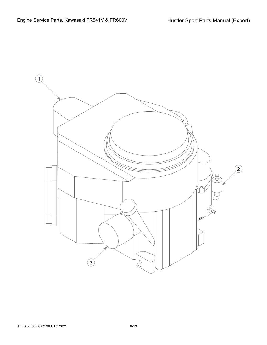 Hustler Sport Parts Manual (Export) - 604502 - Engine Service Parts, Kawasaki FR541V & FR600V diagram