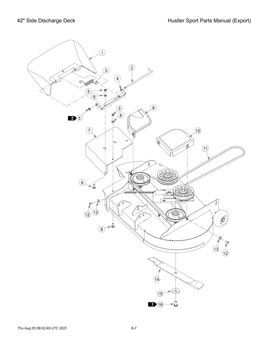 Hustler Sport Parts Manual (Export) - 604502 - 42" Side Discharge Deck diagram