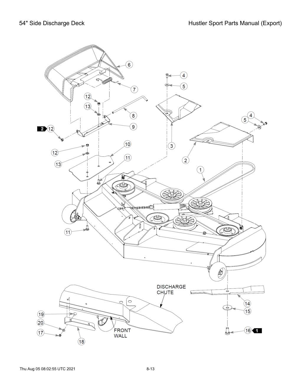 Hustler Sport Parts Manual (Export) - 604502 - 54" Side Discharge Deck diagram