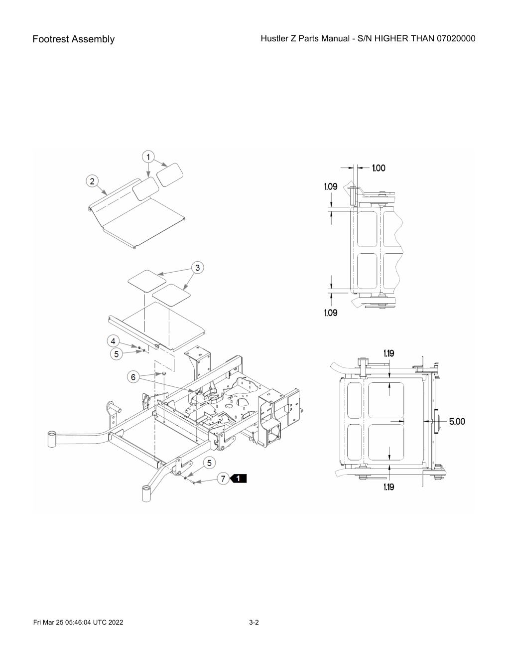 Hustler Z Parts Manual - S/N HIGHER THAN 07020000 - 747782 - Footrest Assembly diagram