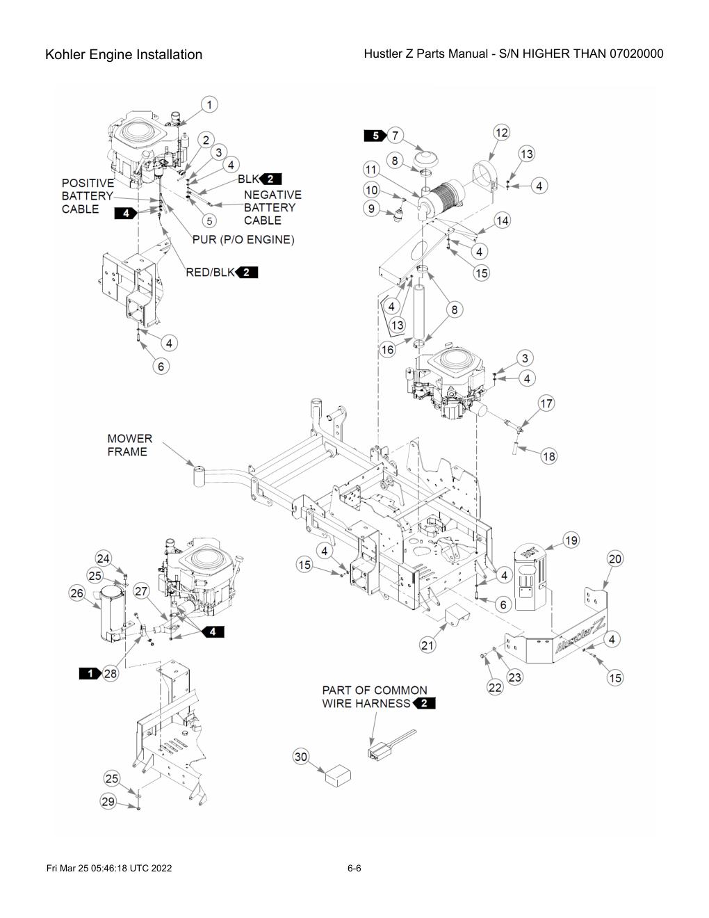 Hustler Z Parts Manual - S/N HIGHER THAN 07020000 - 747782 - Kohler Engine Installation diagram