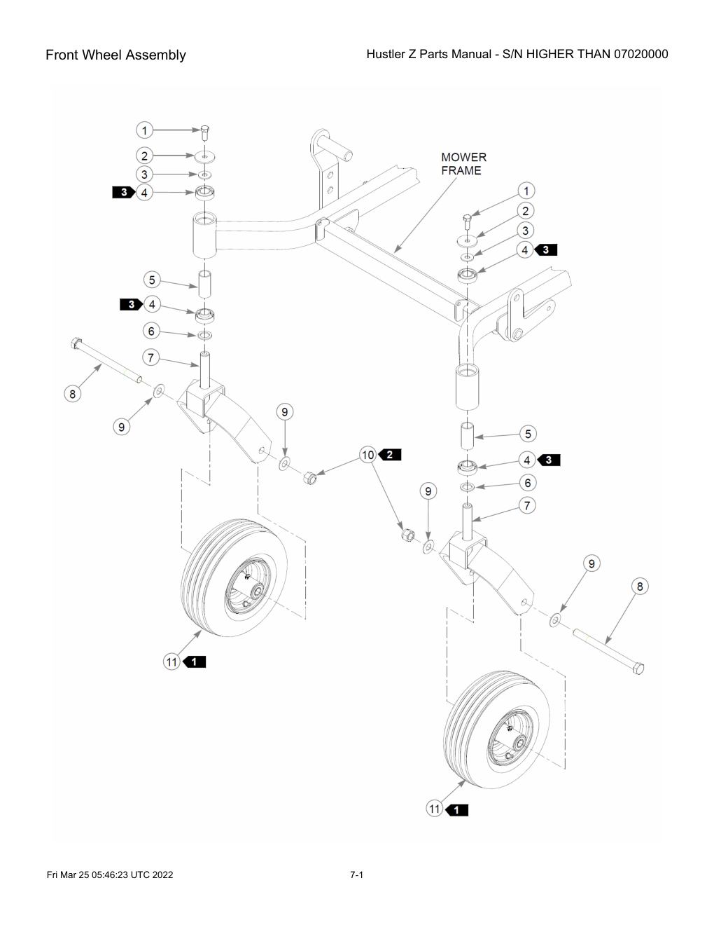 Hustler Z Parts Manual - S/N HIGHER THAN 07020000 - 747782 - Front Wheel Assembly diagram