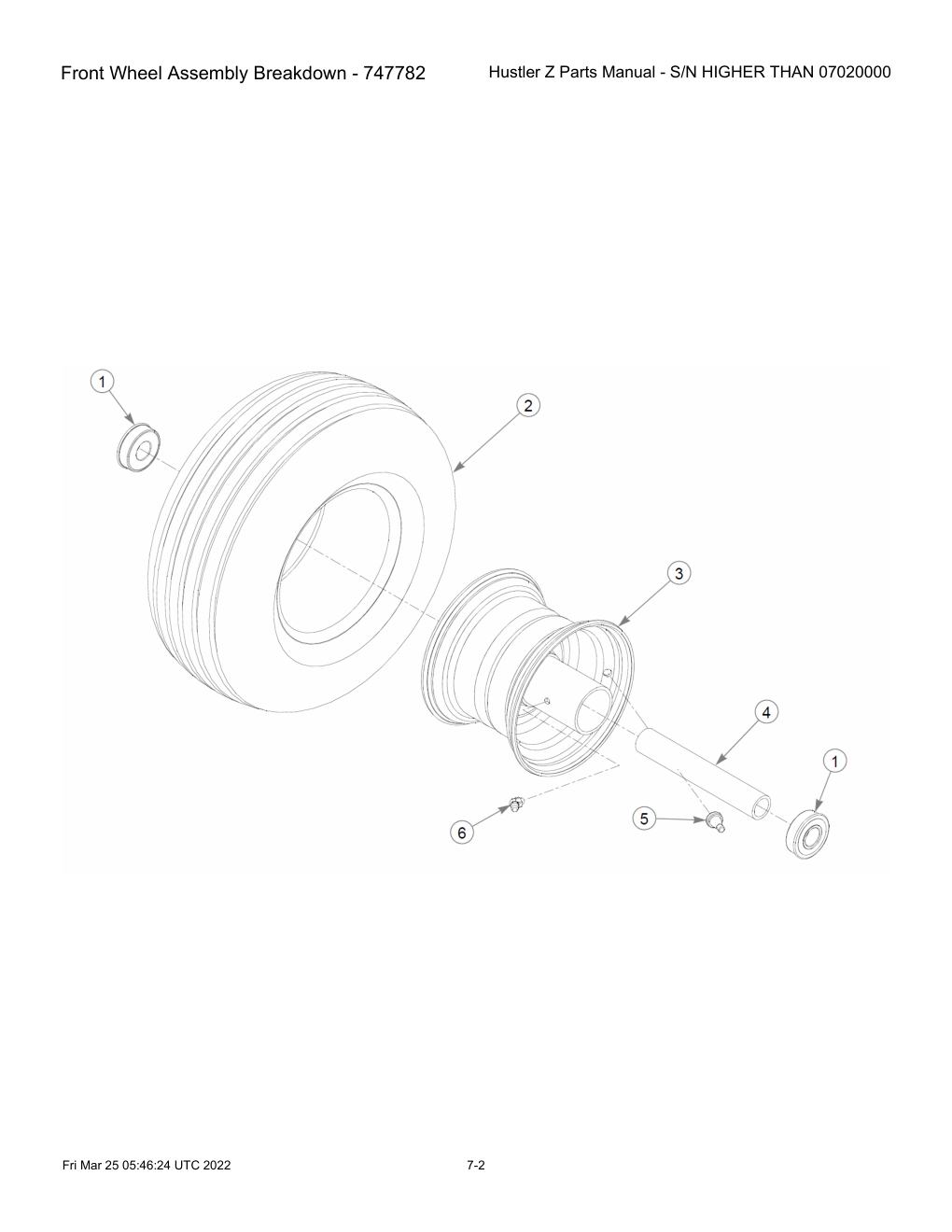 Hustler Z Parts Manual - S/N HIGHER THAN 07020000 - 747782 - Front Wheel Assembly Breakdown - 747782 diagram