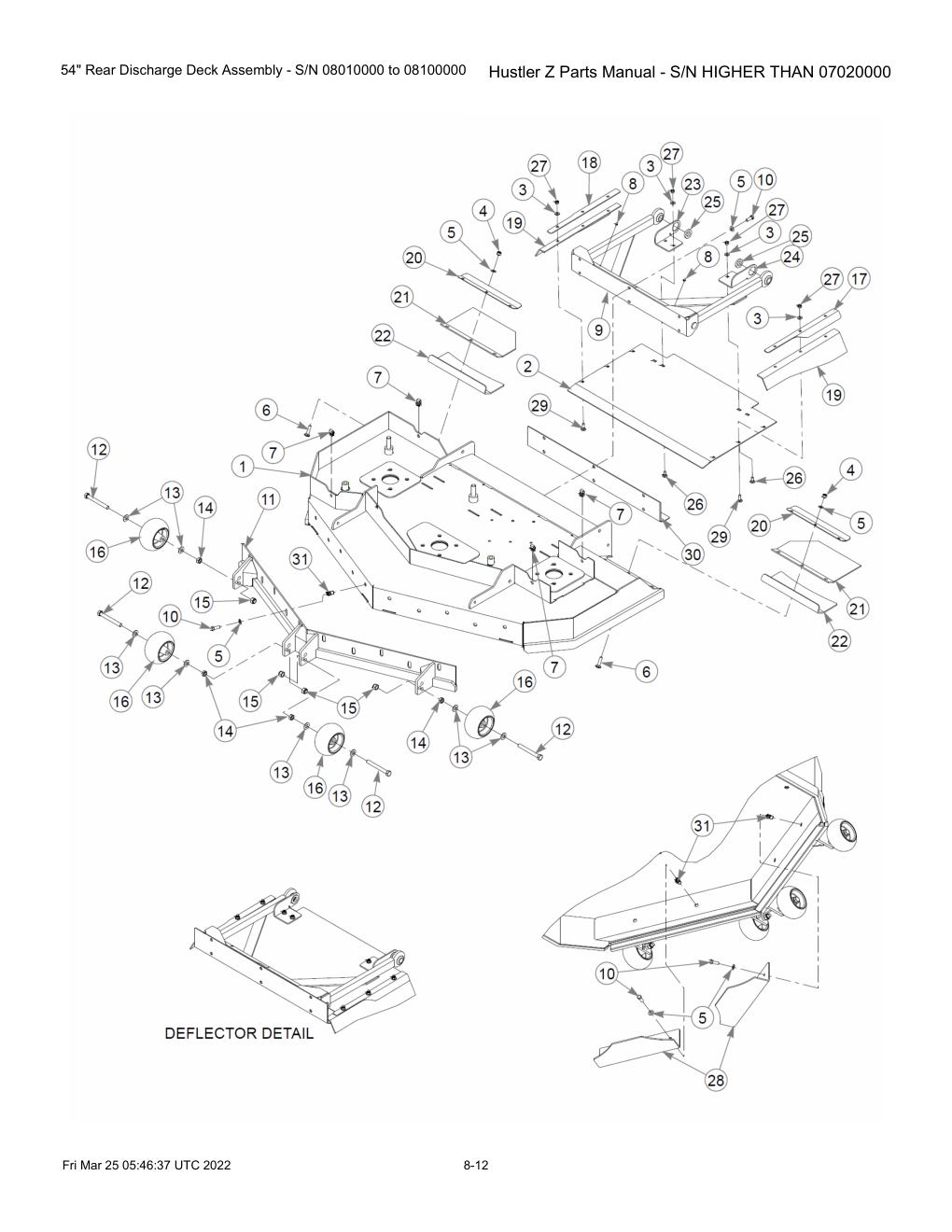 Hustler Z Parts Manual - S/N HIGHER THAN 07020000 - 747782 - 54" Rear Discharge Deck Assembly - S/N 08010000 to 08100000 diagram
