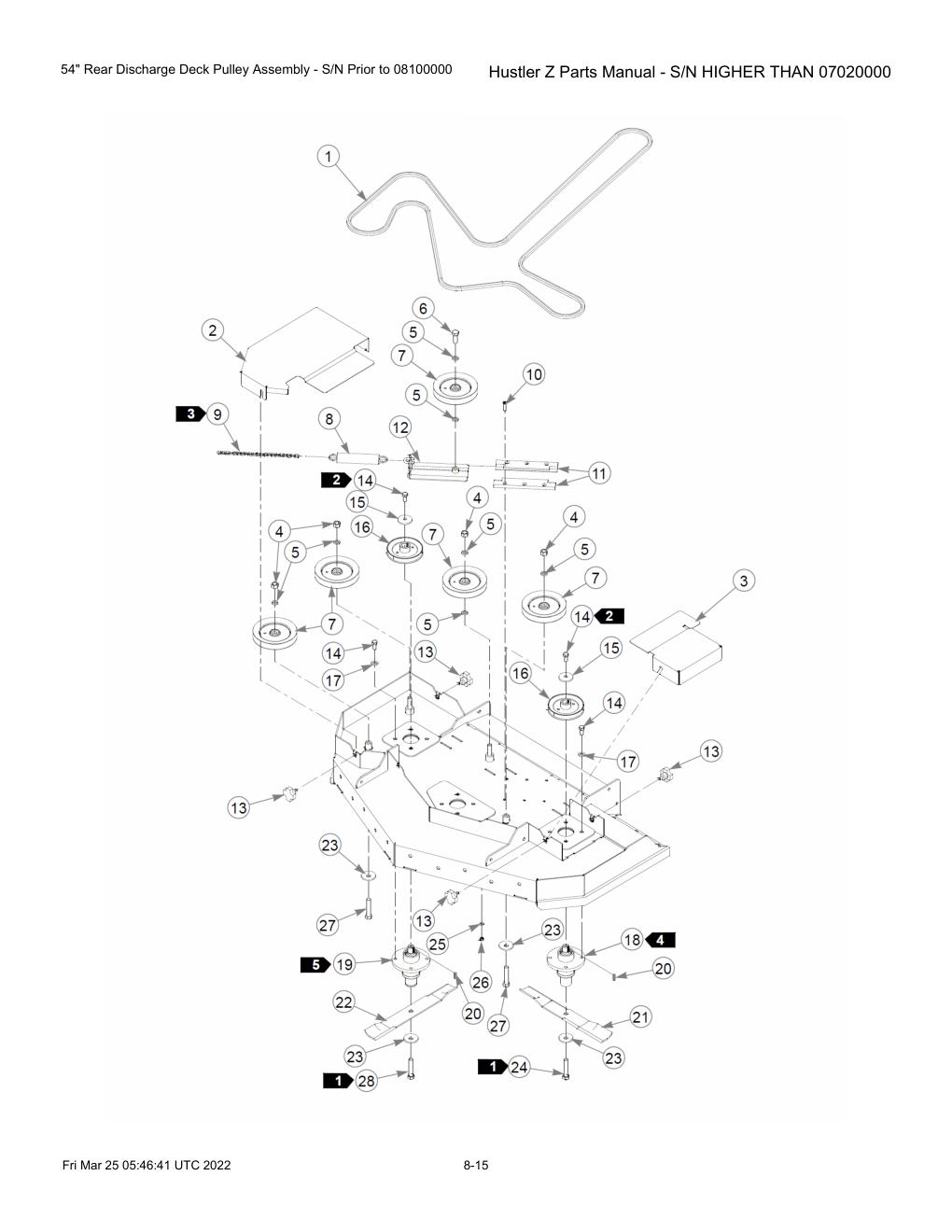 Hustler Z Parts Manual - S/N HIGHER THAN 07020000 - 747782 - 54" Rear Discharge Deck Pulley Assembly - S/N Prior to 08100000 diagram