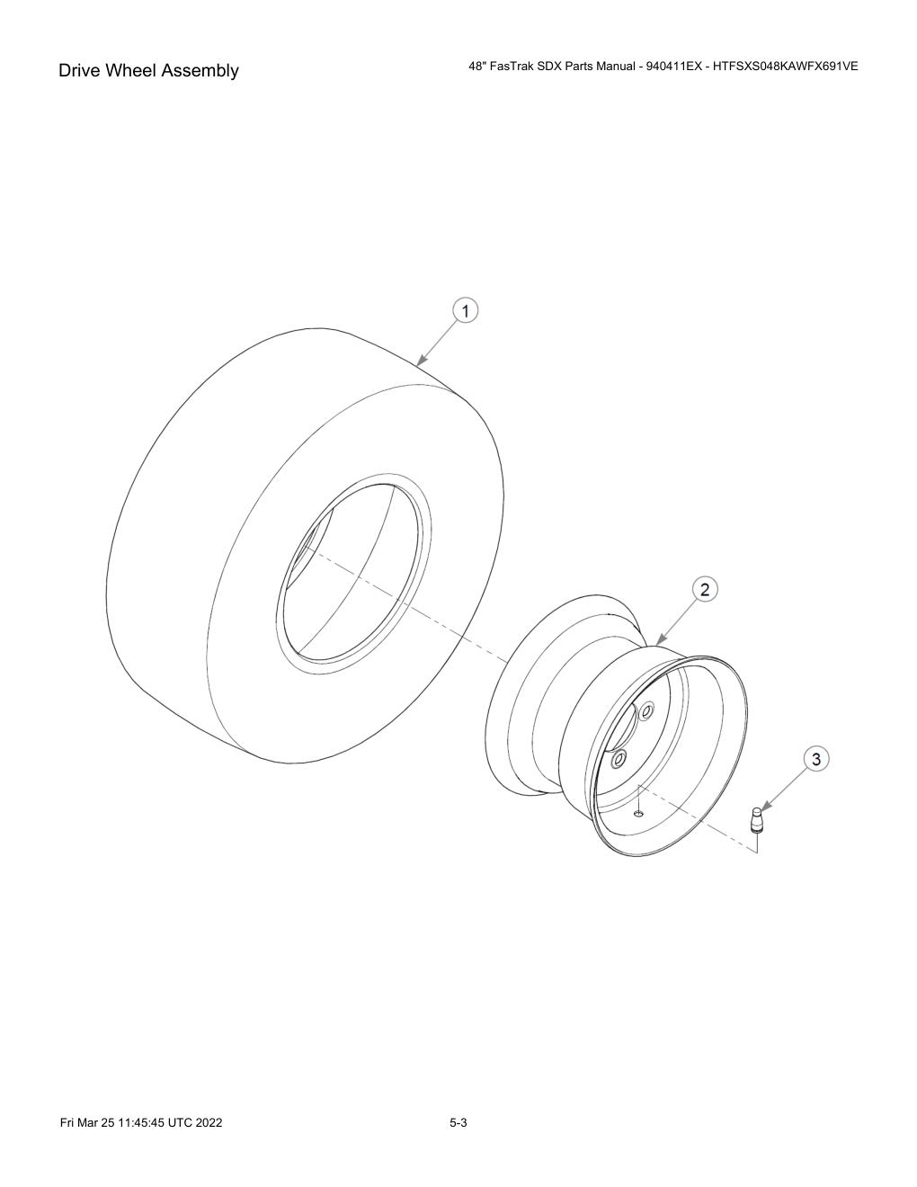 48" FasTrak SDX Parts Manual - 940411EX - HTFSXS048KAWFX691VE - Drive Wheel Assembly diagram