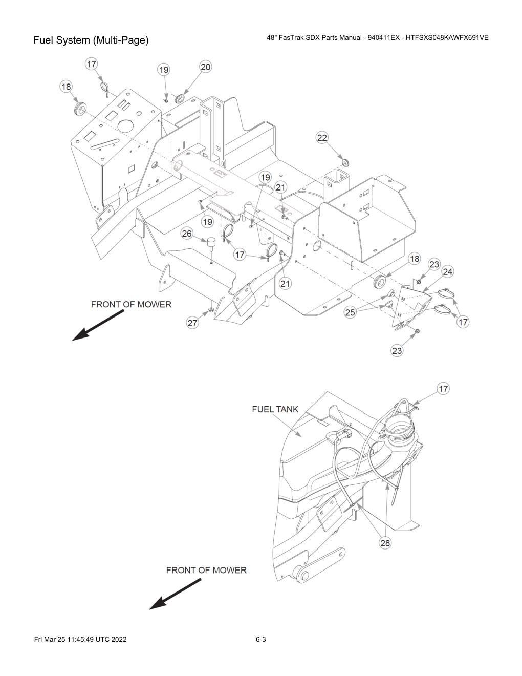 48" FasTrak SDX Parts Manual - 940411EX - HTFSXS048KAWFX691VE - Fuel System (Multi-Page) diagram