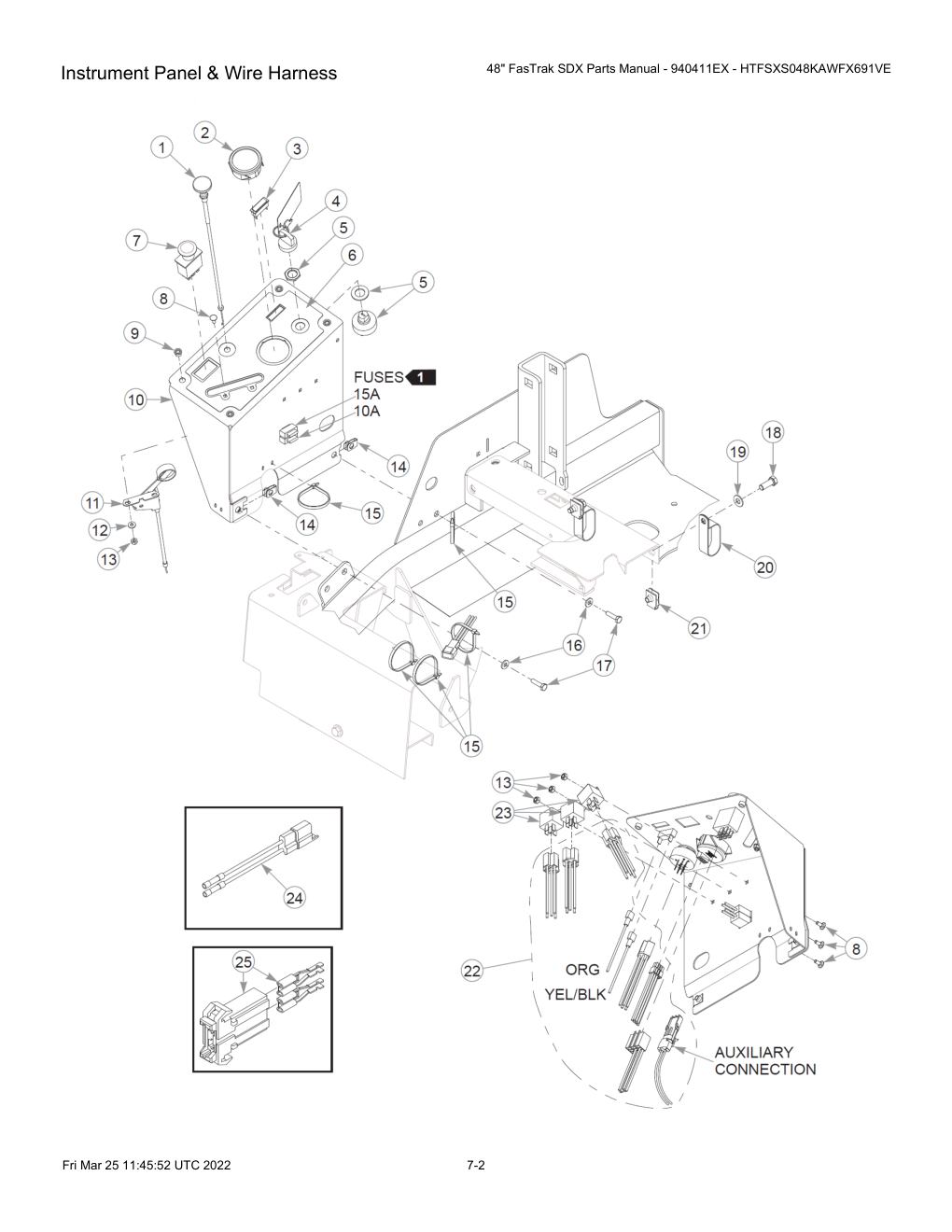 48" FasTrak SDX Parts Manual - 940411EX - HTFSXS048KAWFX691VE - Instrument Panel & Wire Harness diagram