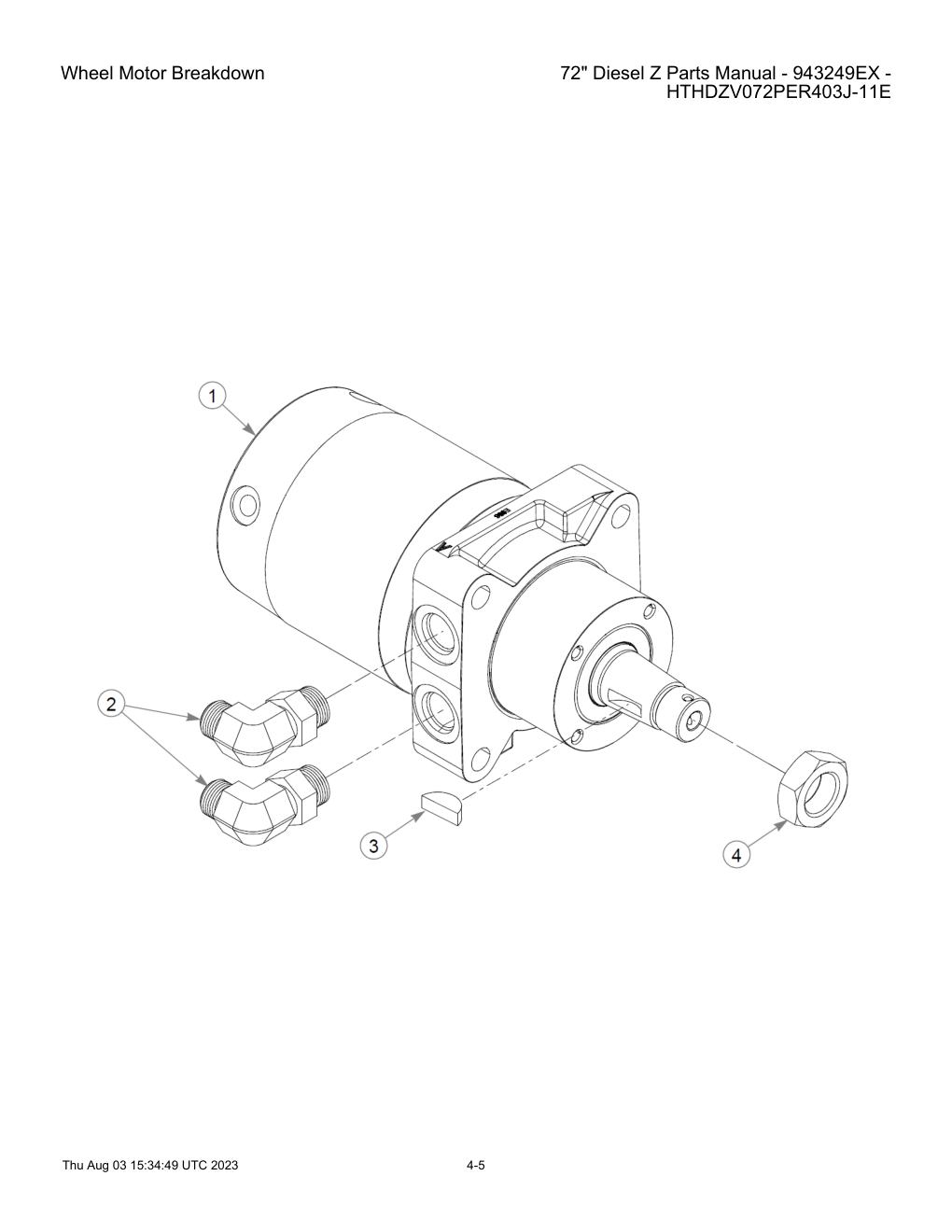 72" Diesel Z Parts Manual - 943249EX - HTHDZV072PER403J-11E - Wheel Motor Breakdown diagram