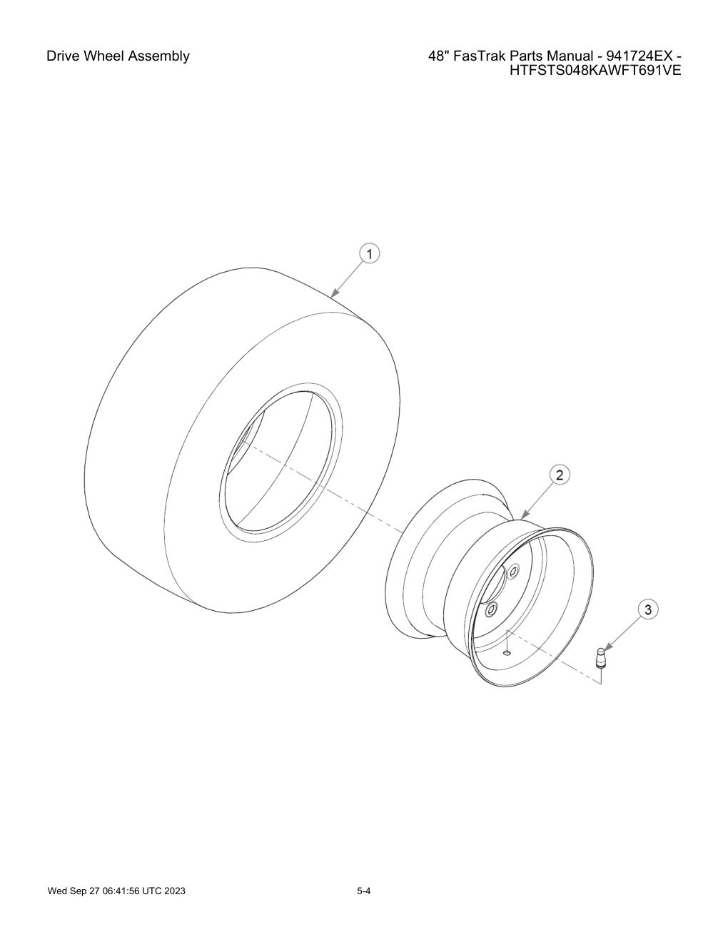 48" FasTrak Parts Manual - 941724EX - HTFSTS048KAWFT691VE - Drive Wheel Assembly diagram