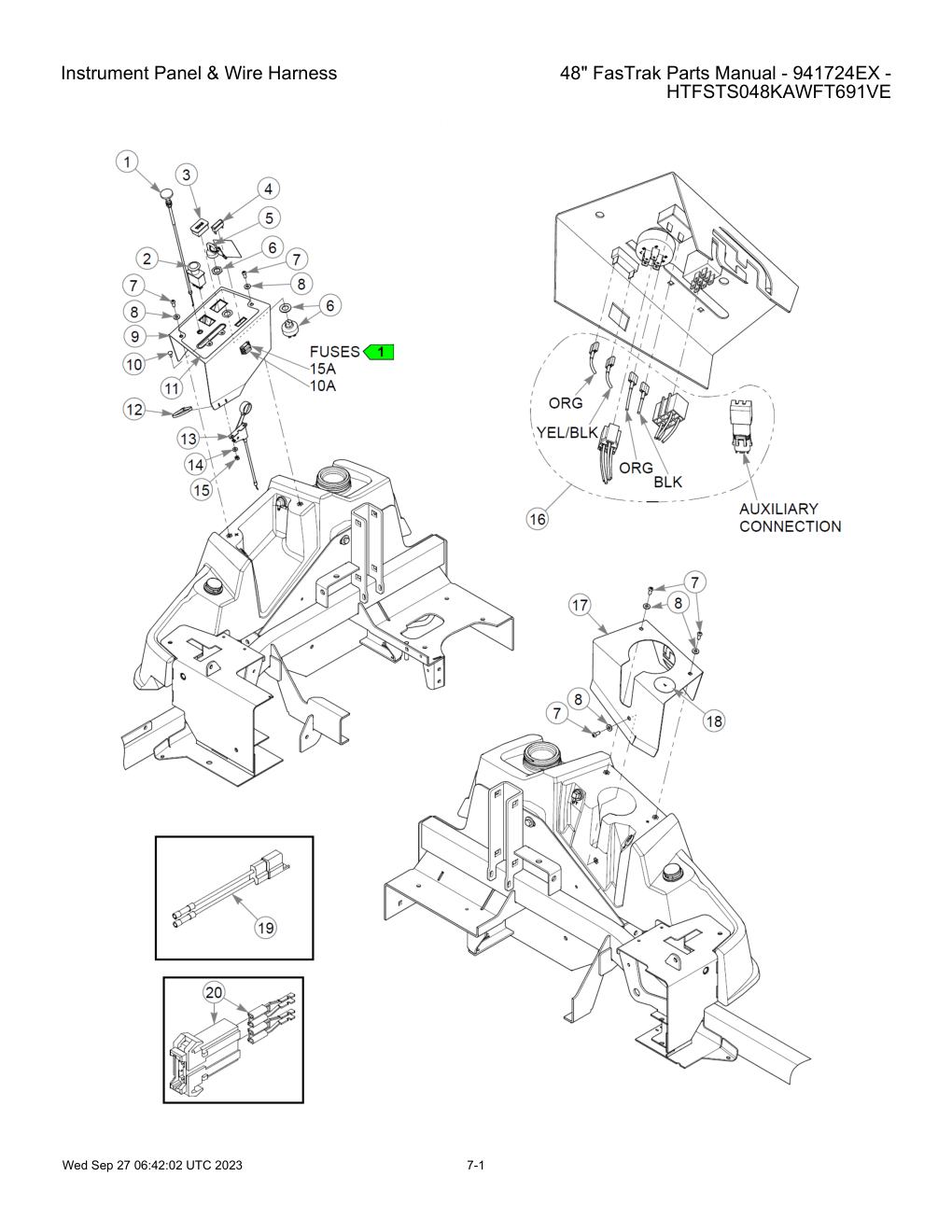 48" FasTrak Parts Manual - 941724EX - HTFSTS048KAWFT691VE - Instrument Panel & Wire Harness diagram