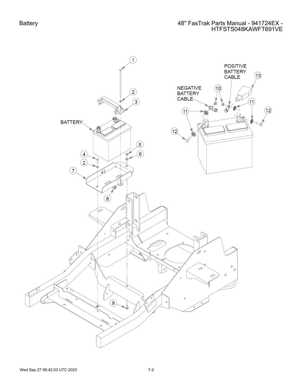 48" FasTrak Parts Manual - 941724EX - HTFSTS048KAWFT691VE - Battery diagram