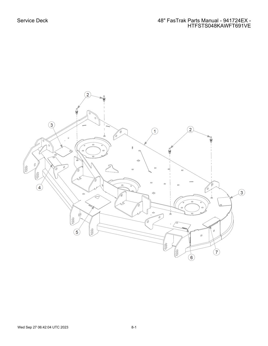 48" FasTrak Parts Manual - 941724EX - HTFSTS048KAWFT691VE - Service Deck diagram
