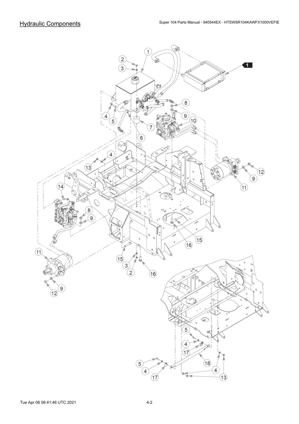 Super 104 Parts Manual - 940544EX - HTSWSR104KAWFX1000VEFIE - Hydraulic Components diagram