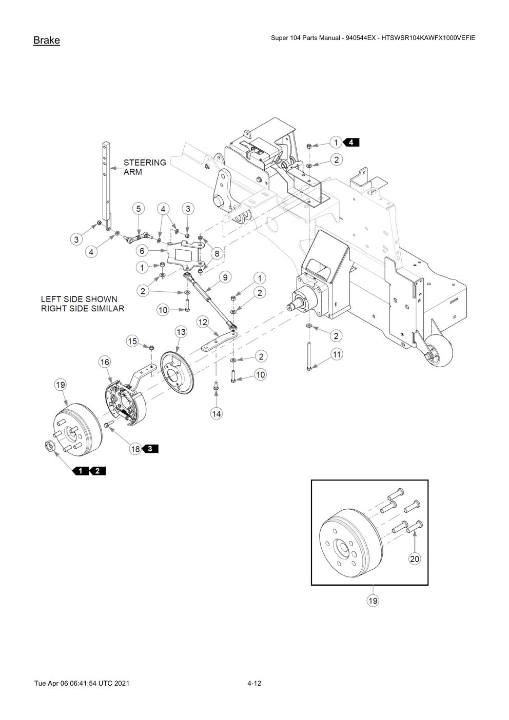 Super 104 Parts Manual - 940544EX - HTSWSR104KAWFX1000VEFIE - Brake diagram