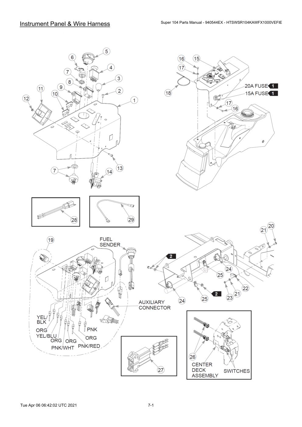 Super 104 Parts Manual - 940544EX - HTSWSR104KAWFX1000VEFIE - Instrument Panel & Wire Harness diagram