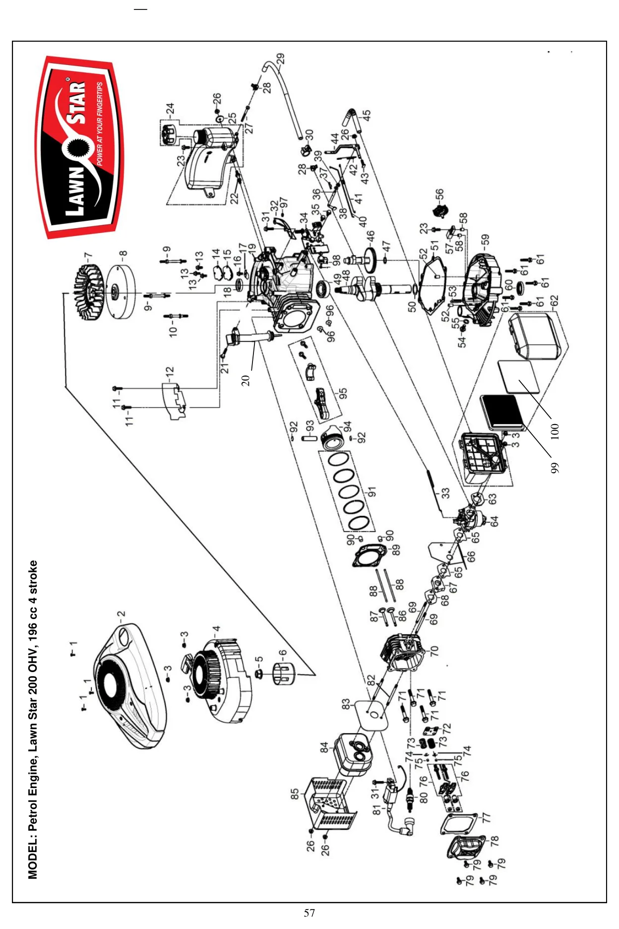 Lawn Star 200 OHV Engine exploded parts diagram