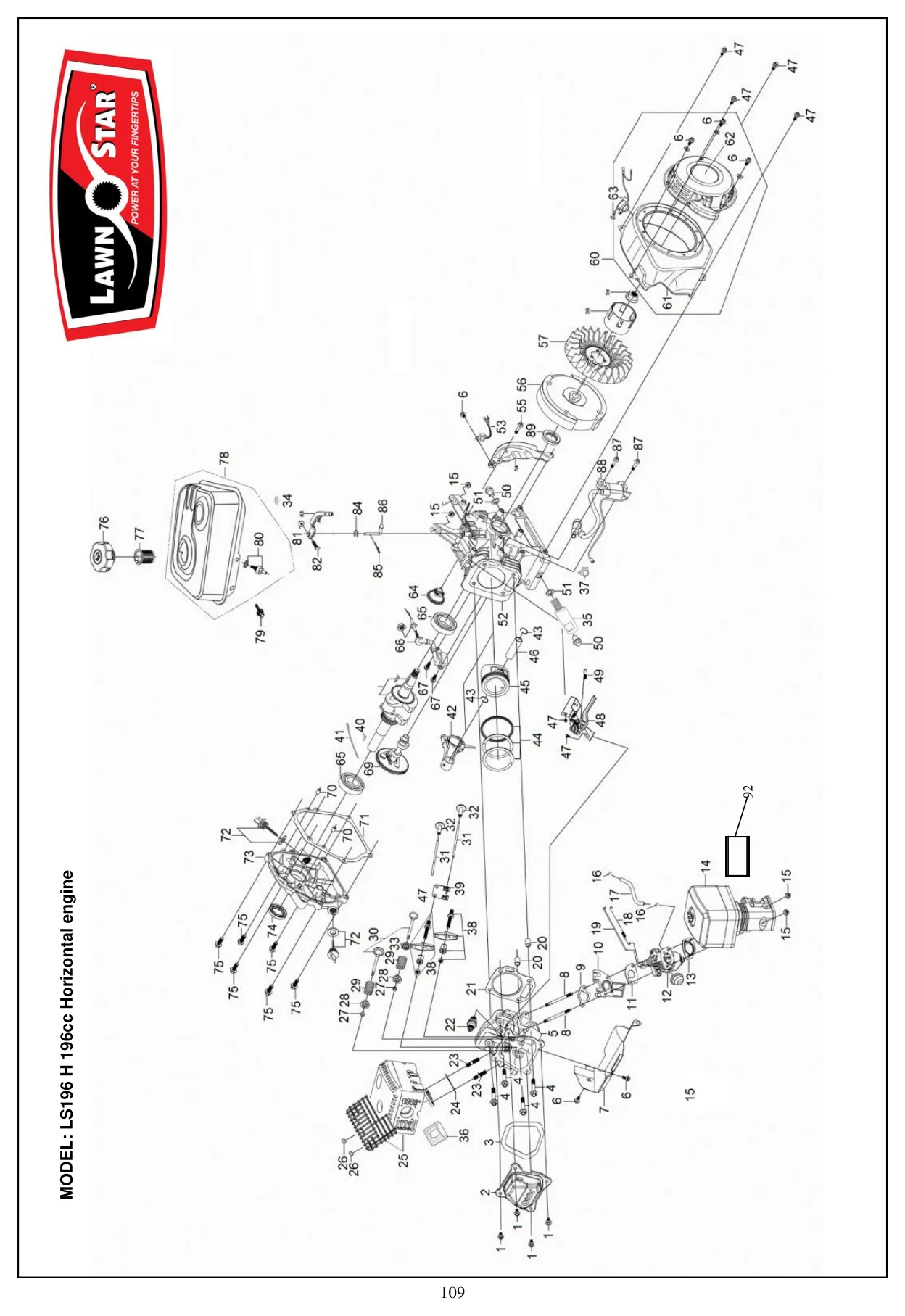 LS 196 H exploded parts diagram