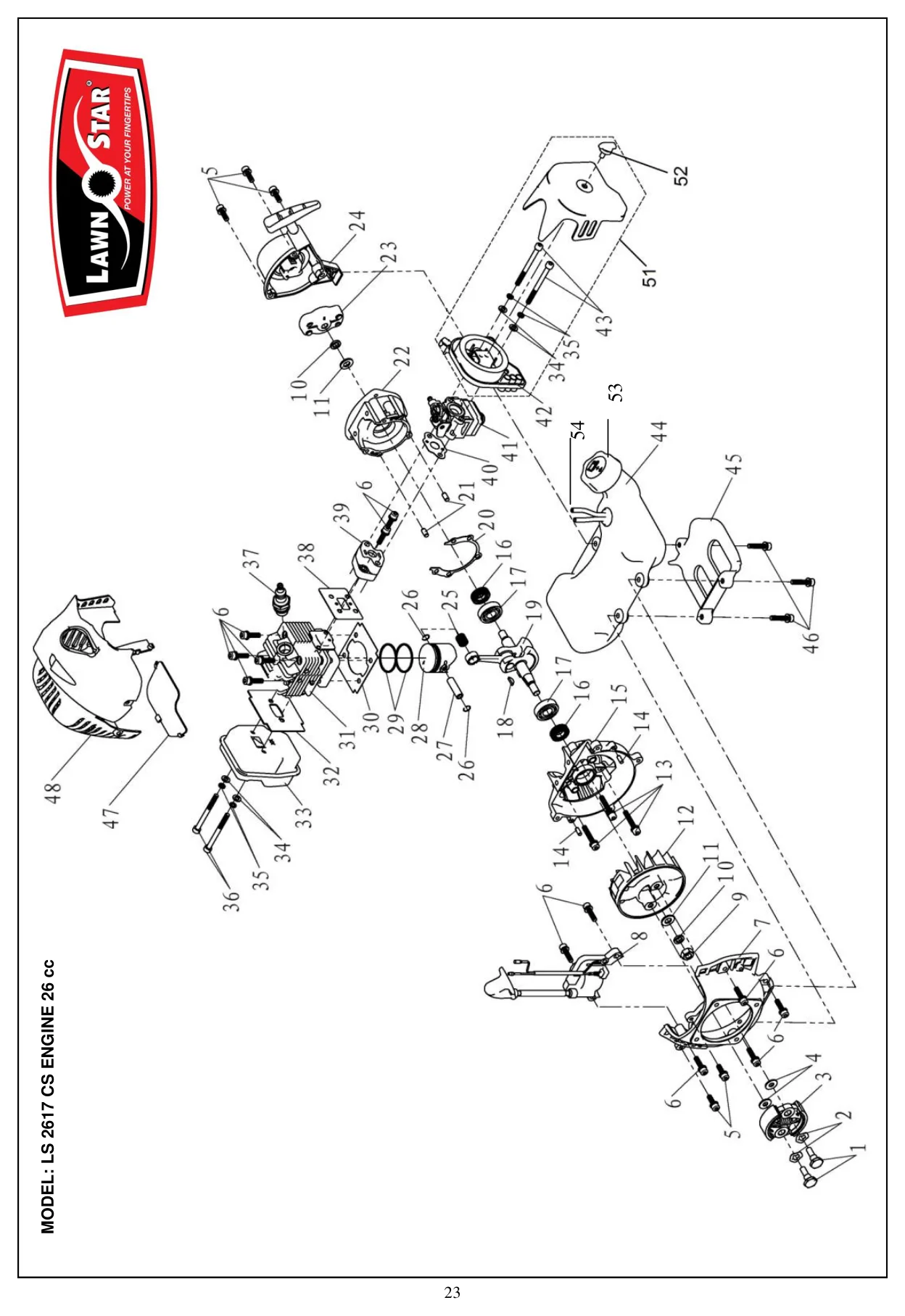 LS 2617 CS Engine exploded parts diagram