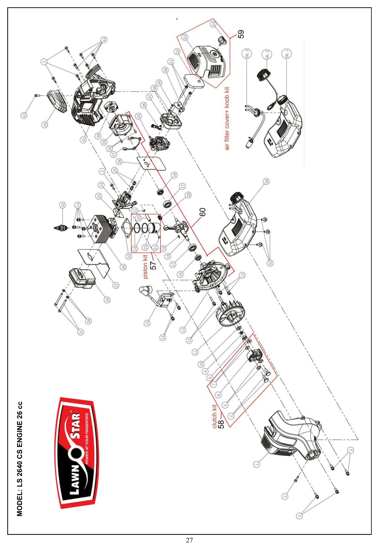 LS 2640 CS Engine exploded parts diagram
