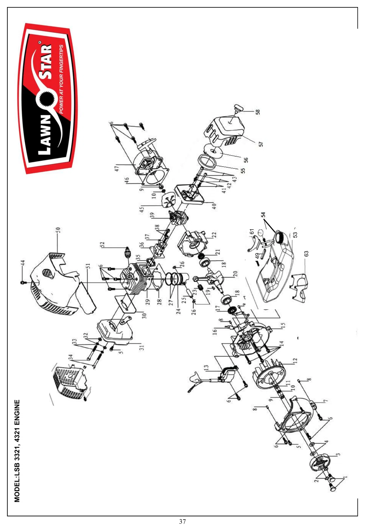 LSB 3321 Engine exploded parts diagram